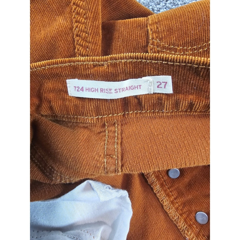 Levis 724 High Rise Straight Corduroy Pants Rust Orange Button Fly 27 79066-0003 - Picture 13 of 15